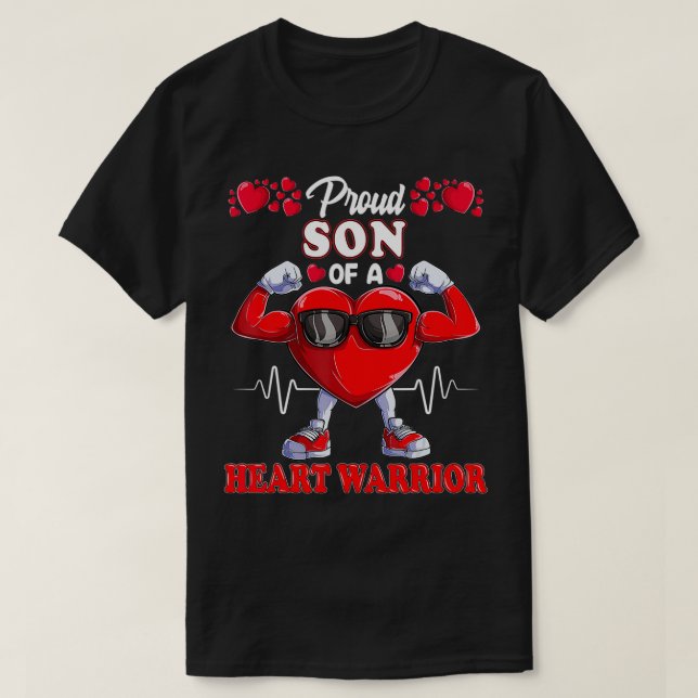 Proud Son of a Heart Warrior CHD Awareness  T-Shirt (Design Front)
