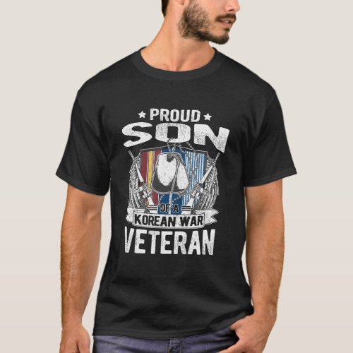 Proud Son Of A Korean War Veteran _ Dog Tags Milit T_Shirt