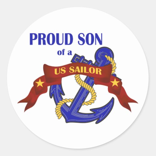 Proud Son of a US Sailor Classic Round Sticker