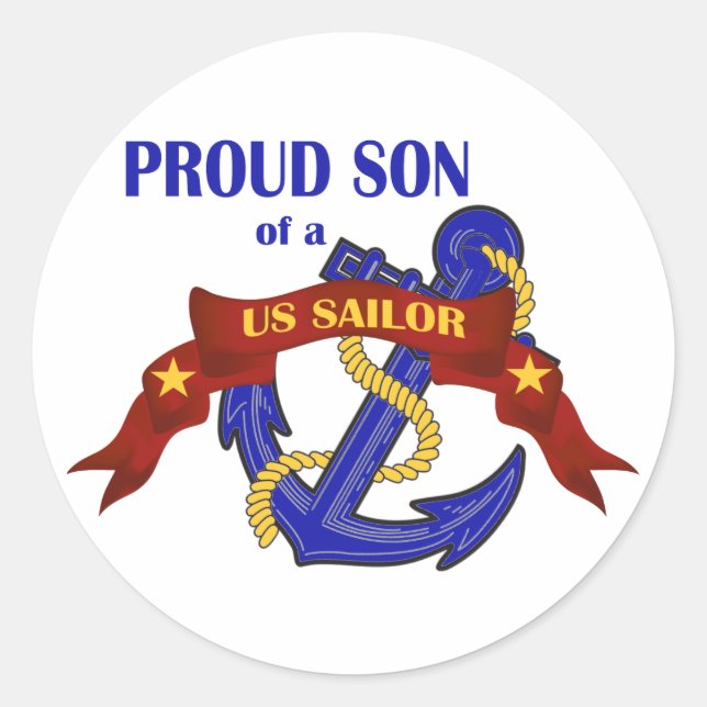 Proud Son of a US Sailor Classic Round Sticker (Front)