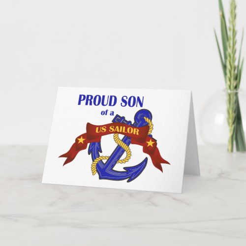 Proud Son of a US Sailor Holiday Card