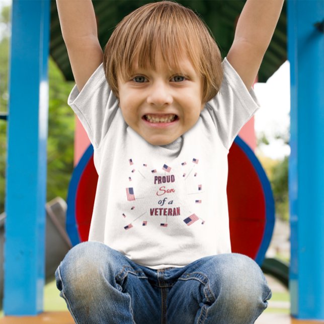 Proud Son of a Veteran | Patriotic Flag  Baby T-Shirt (Creator Uploaded)