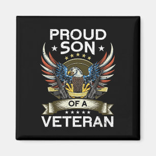 Proud Son Of A Veteran  USA Flag Proud American Ve Magnet