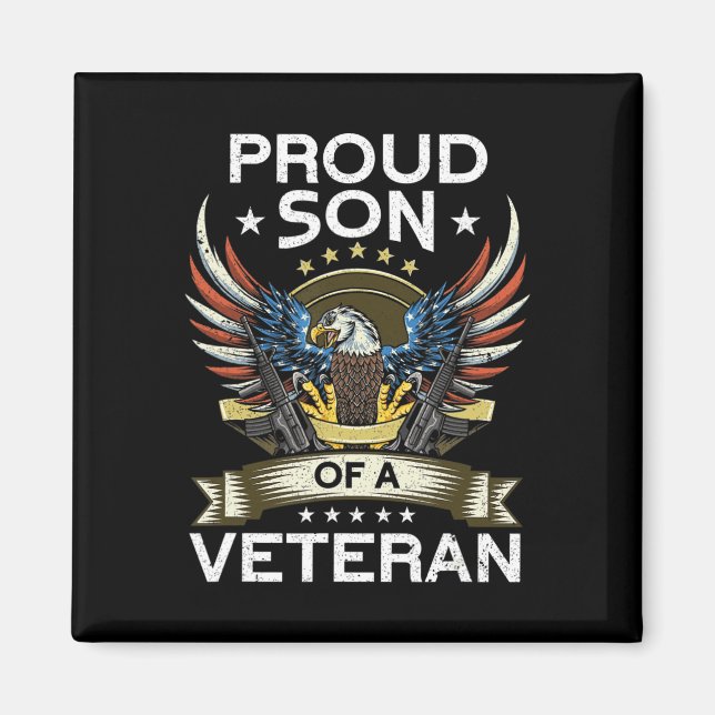 Proud Son Of A Veteran  USA Flag Proud American Ve Magnet (Front)