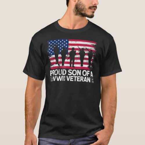  Proud Son Of A WWII Veteran Tee American Flag