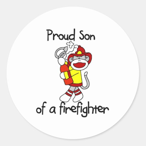 Proud Son of Firefighter Classic Round Sticker