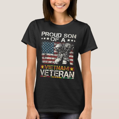 Proud Son Of Vietnam Veteran Us Flag T_Shirt