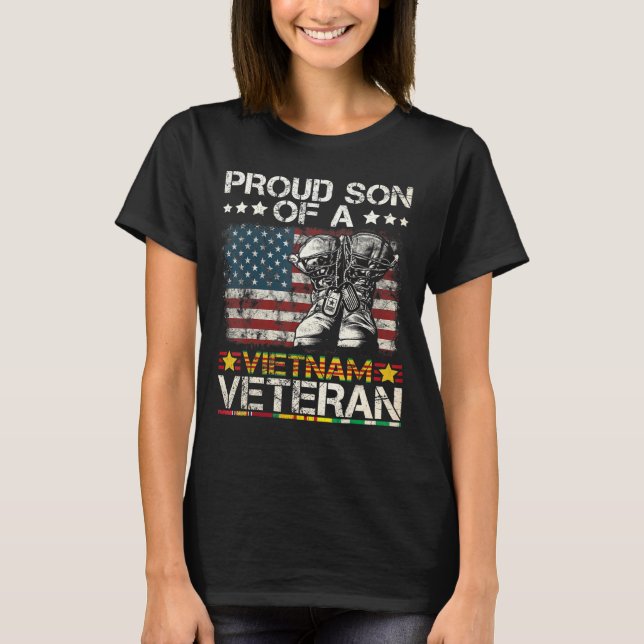Proud Son Of Vietnam Veteran Us Flag T-Shirt (Front)