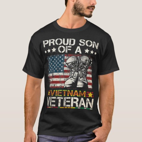 Proud Son Of Vietnam Veteran US Flag T_Shirt