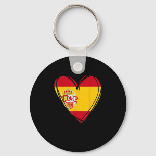 Proud Spanish Boy Girl Aunt Dad Mom Spain Flag Hea Keychain