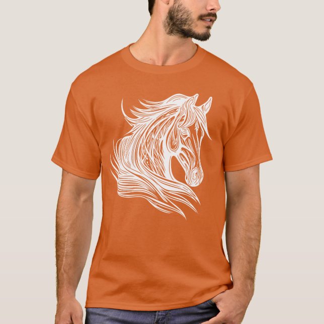 Proud Stallion Portrait Mane Inhe Wind Horses gift T-Shirt (Front)