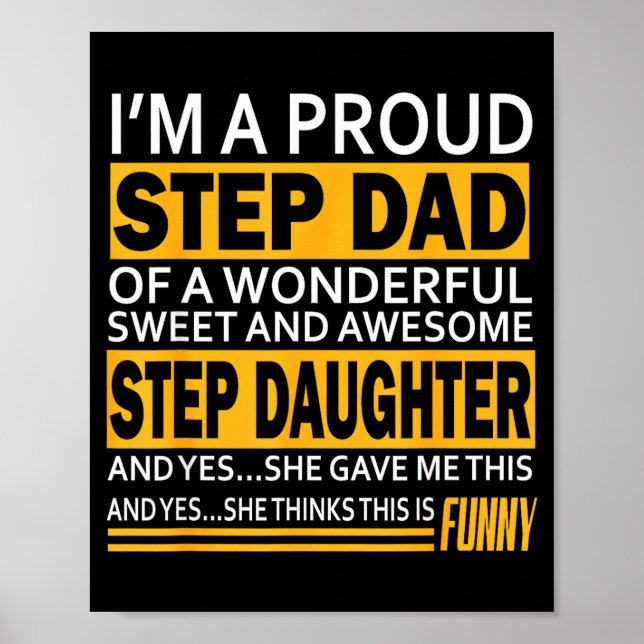 Proud Step Dad Father Day Gift For Stepdad From St Poster (Front)