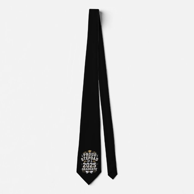 Proud Step Dad Of A 2025 Graduate Graduation Neck Tie (Front)
