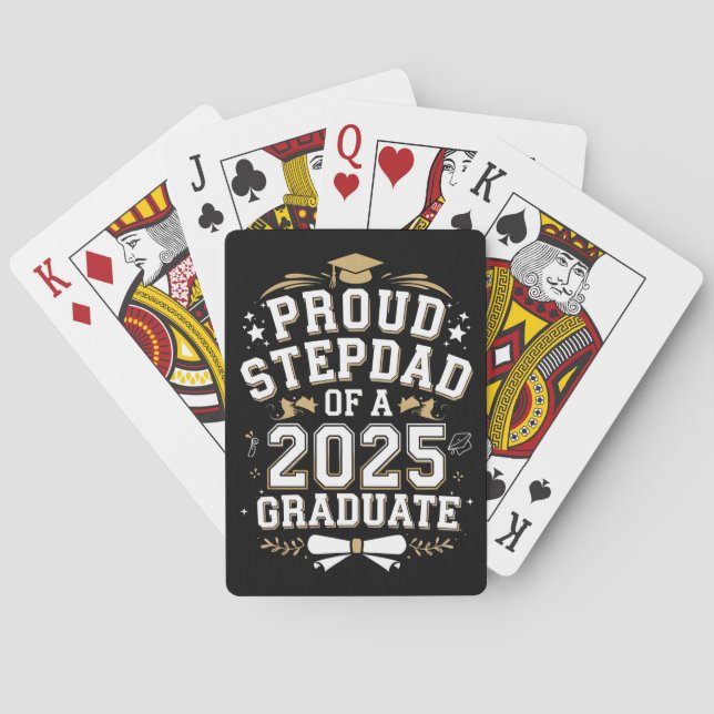 Proud Step Dad Of A 2025 Graduate Graduation Poker Cards (Back)