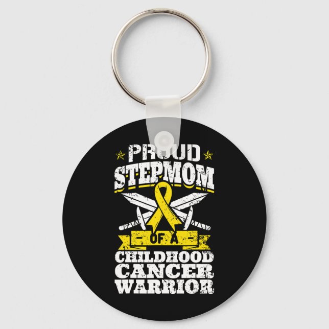 Proud Stepmom Of A Childhood Cancer Warrior Awaren Keychain (Front)