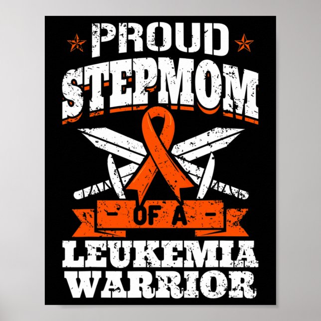 Proud Stepmom Of A Leukemia Warrior Awareness Bloo Poster (Front)