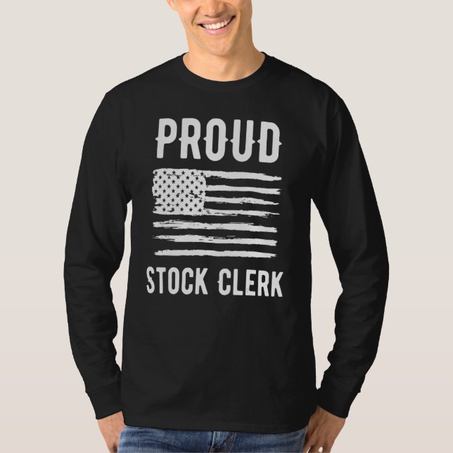 Proud Stock Clerk Profession American Flag T-Shirt (Front)