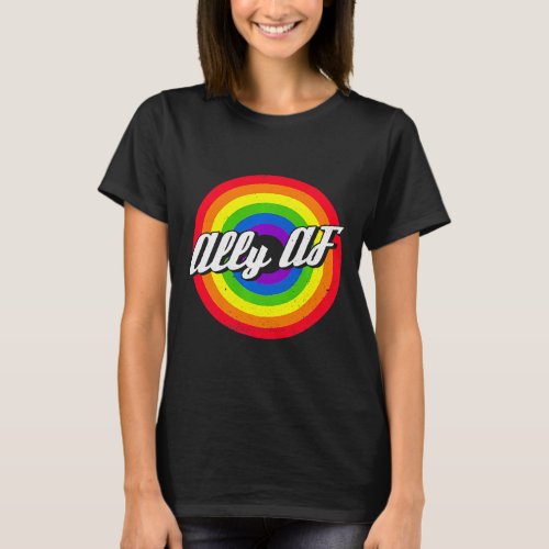 Proud Straight Ally Rainbow Flag Gay Pride LGBTQ T_Shirt