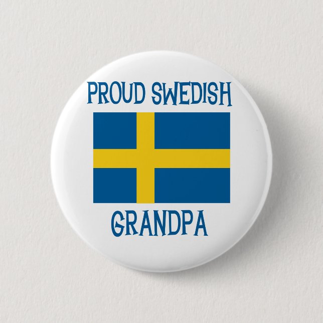 Proud Swedish  Grandpa Button (Front)