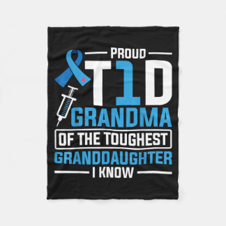 Proud T1d Grandma Grandparent Type 1 Diabetes Fleece Blanket