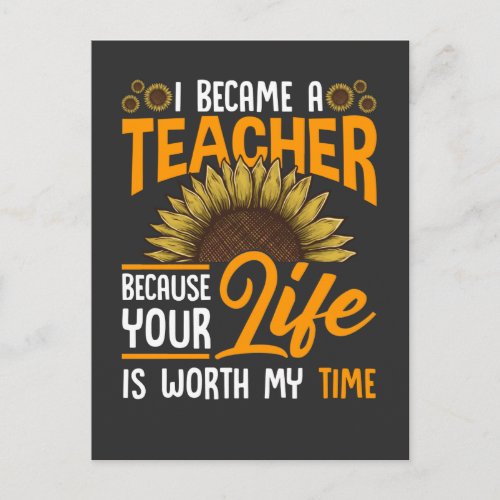 Proud Teacher Preschool Education Sunflower Postcard
