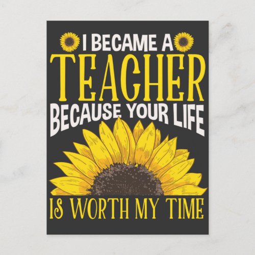 Proud Teacher Preschool Sunflower Lover Postcard