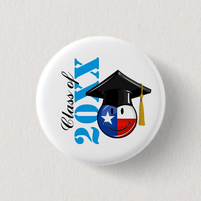Proud Texas Graduate Smiling Flag Button (Front)