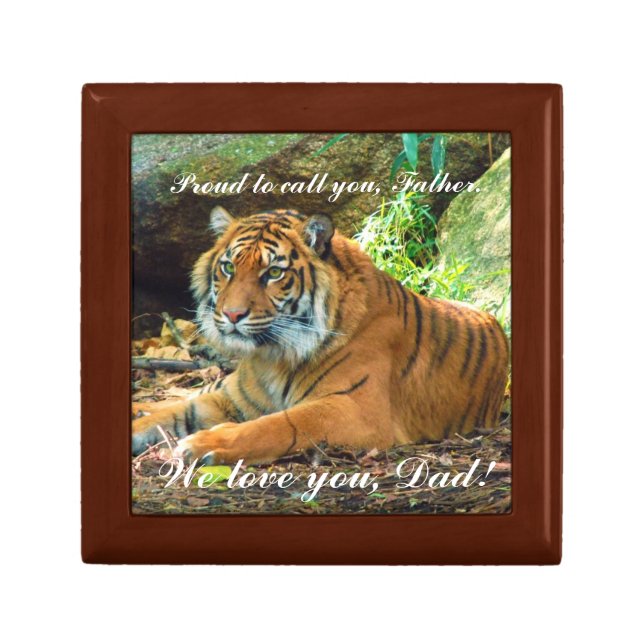 Proud Tiger Wooden Keepsake Box (Front)