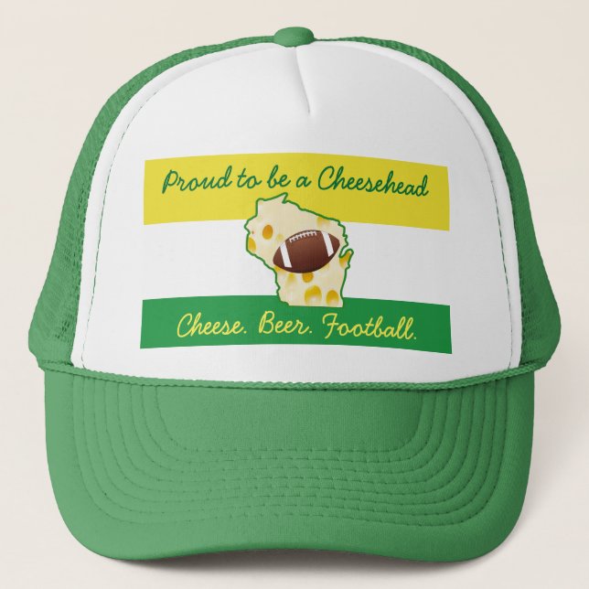 Proud to be a Cheesehead Wisconsin Humor Trucker Hat (Front)