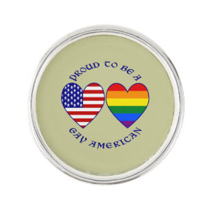 Proud to be a Gay American Beige Background Lapel Pin