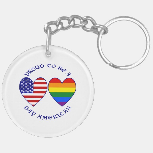 Proud to be a Gay American Keychain (Back Left)