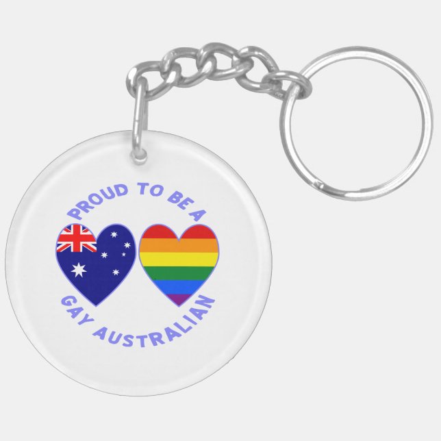 Proud to Be a Gay Australian  Keychain (Back Left)