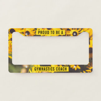 Proud to be a Gymnastics Coach Floral License Plate Frame