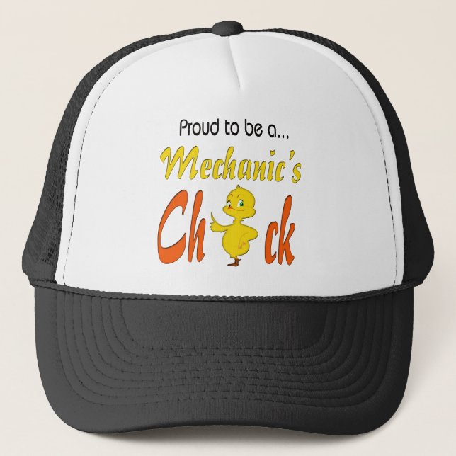 Proud to Be a Mechanic's Chick Auto Mechanic gifts Trucker Hat (Front)