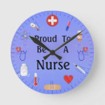 Proud To Be A Nurse / Or Your Text Round Clock at Zazzle