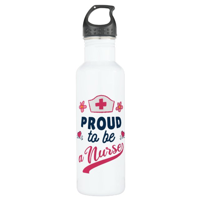 Proud to be a Nurse Stainless Steel Water Bottle (Front)