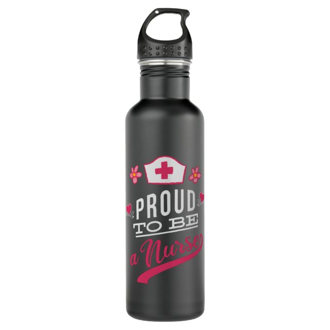 Proud to be a Nurse Stainless Steel Water Bottle (Front)
