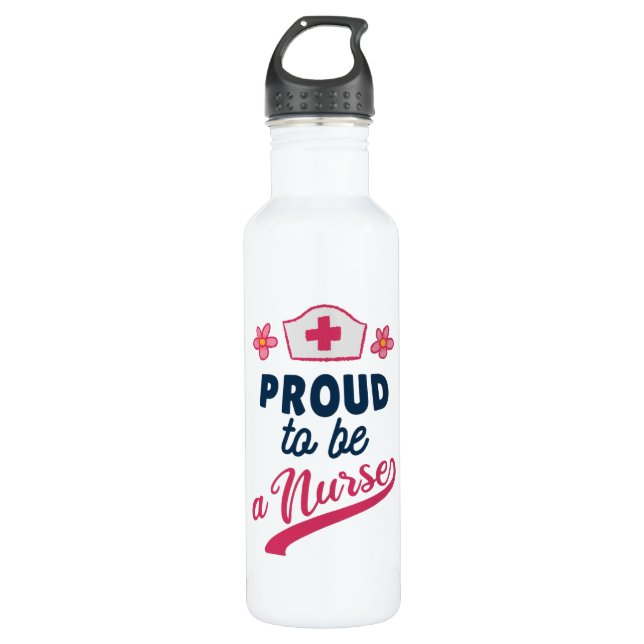 Proud to be a Nurse Stainless Steel Water Bottle (Front)