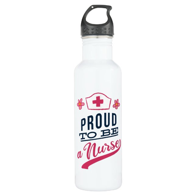 Proud to be a Nurse Stainless Steel Water Bottle (Front)