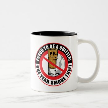 Proud To Be A Quitter 1 Year Two-tone Coffee Mug by fightcancertees at Zazzle
