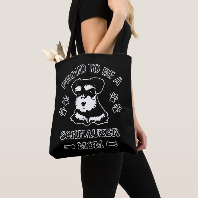 Proud To Be A Schnauzer Mom Tote Bag (Close Up)
