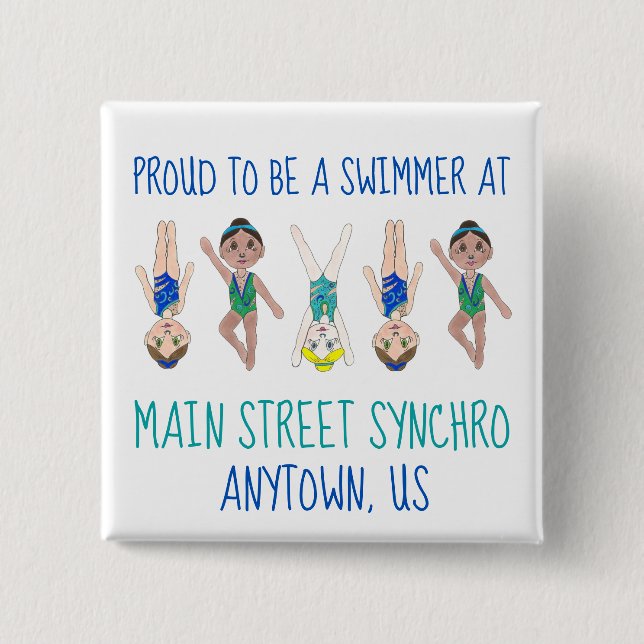 Proud to be a Swimmer Synchronized Swimming Team Button (Front)