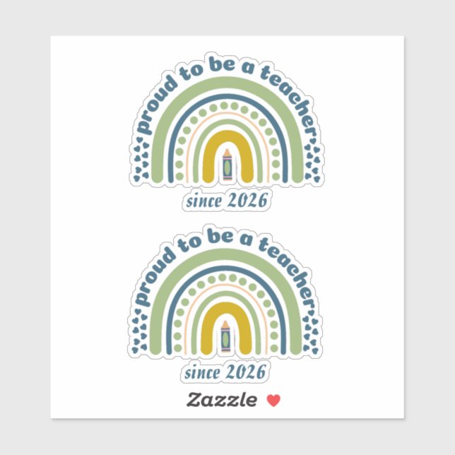 Proud To Be a Teacher Retro Blue Green Sticker (Sheet)