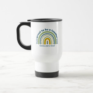 Proud To Be a Teacher Retro Blue Green Travel Mug
