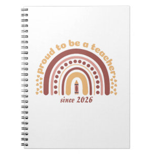 Proud To Be a Teacher Retro Brown Orange Notebook