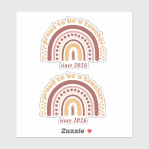 Proud To Be a Teacher Retro Brown Orange Sticker