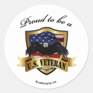 Proud to be a U.S. Veteran Classic Round Sticker