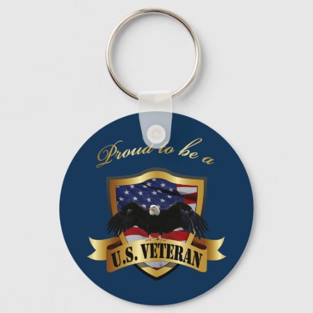 Proud To Be A U.s. Veteran - Navy Blue Keychain