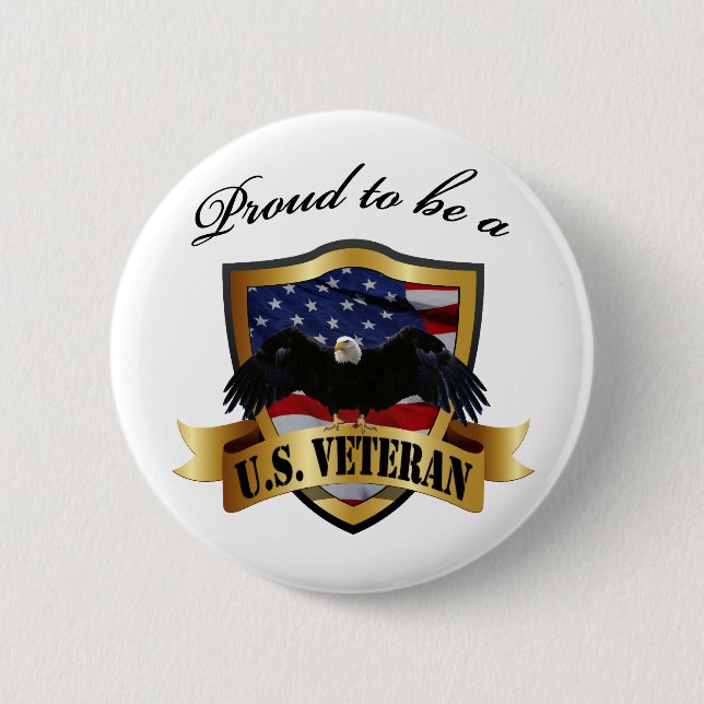 Proud to be a U.S. Veteran Pinback Button (Front)