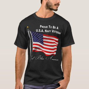 Proud To Be A US Navy Veteran With USA Flag T-Shirt